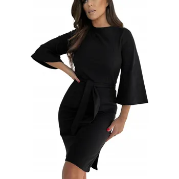 Dámské šaty Elegantní dámské pletené šaty na podzim, společenské, malé černé M