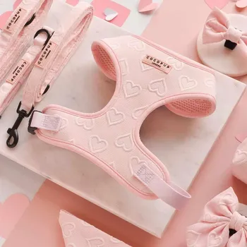 Postroj pro psa Cocopup London Nastavitelný postroj Cocopup - Baby pink heart Velikost: S