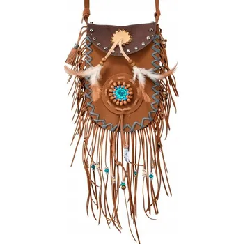 Kabelka Hnědá indiánská kabelka s třásněmi