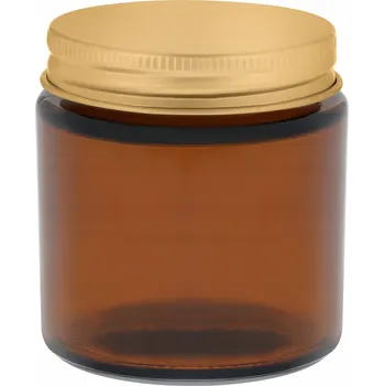 Sklenice Hnědá sklenice na svíčky 120 ml se zlatým kovovým víčkem