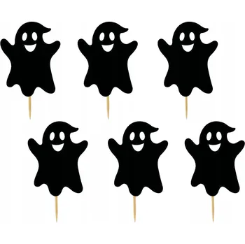 Obraz TOPPER NA DORT A MUFFINY HALLOWEEN DUCHOVÉ DÝNĚ KOČKA SET TOPPERY 6ks #32