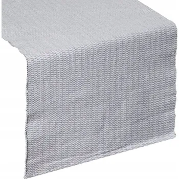 ubrus Běhoun bílý se stříbrným vzorem 140 x 40 cm