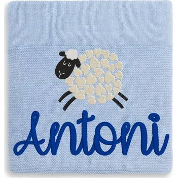 Dětská deka Personalizovaná dětská deka dárek ke křtu s výšivkou jména do kočárku bavlna