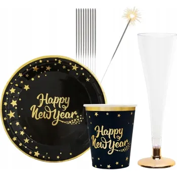 Sada nádobí Silvestrovská sada nádobí - talíře, hrnky, skleničky + prskavky