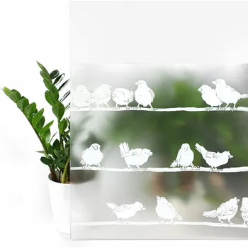 Tapeta Statická Fólie na Okna Dekorativní Samolepka na Sklo Vrabčáci 45x150cm DIY