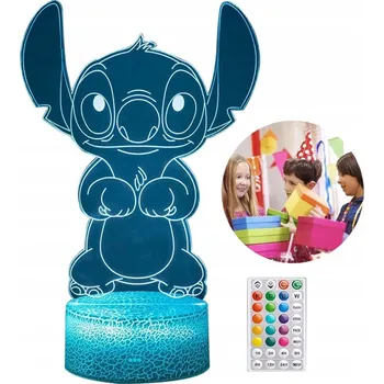 Lampička 3D LED Noční Lampa Stitch Anime USB Noční lampa 16 barev