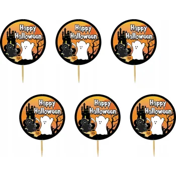Obraz TOPPER NA DORT A MUFFINY HALLOWEEN DUCHOVÉ DÝNĚ KOČKA SET TOPPERY 6 ks #46