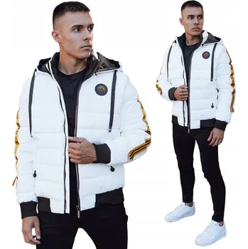 ZIMNÍ BUNDA PÁNSKÁ PROŠÍVANÁ S KAPUCÍ BÍLÁ tx4865 - XXL