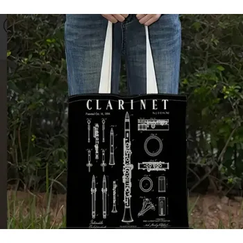Hudebniny Režná taška s motivem klarinetu