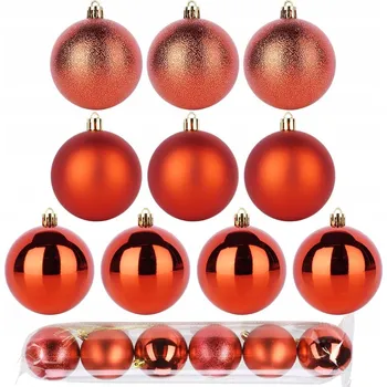 Vánoční dekorace 6 x Vánoční Baňky nerozbitné ČERVENÉ, sada vánočních ozdob