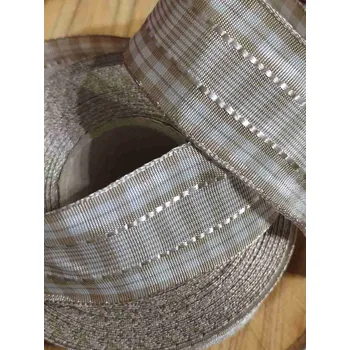 Stuha Stuha káro s drátem šíře 40 mm barva bílá béžová
