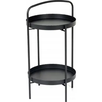 Konferenční stolek ČERNÝ KÁVOVÝ STOLEK DO OBÝVÁKU NA BALKON DOPPIO MEVEN KULATÝ S POLIČKOU 40X70