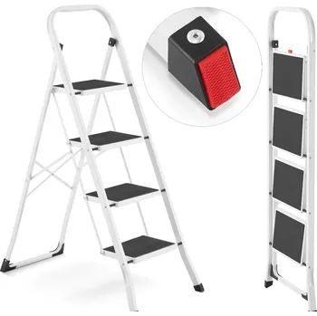 Železářství Higher ocelové skládací schůdky, 4 stupně, bílé
