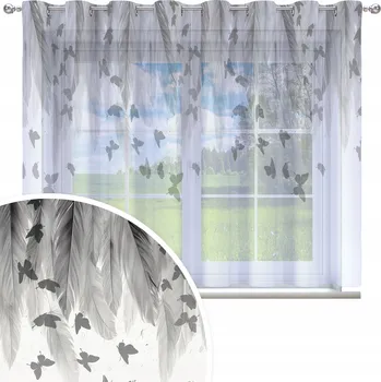 Příslušenství pro záclonu a závěs HOTOVÁ ZÁCLONA 300x150 VOÁL VOÁLOVÁ S MOTÝLY OKA 199