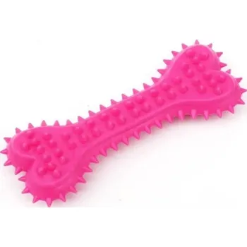 Hračka pro psa Gumová kost pro psa 10,5 x 4 cm s masážními hroty na čištění zubů a trénink kousání odolná hračka pro malé psy různých barev růžová