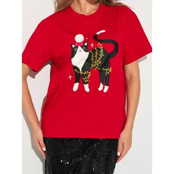 Dámské oblečení Sinsay - Bavlněné tričko - červená - 925GS-33X - 925GS-33X-XS