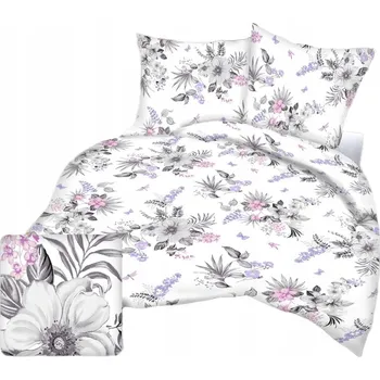 Povlečení Povlečení z luxusního saténu 160x200 velké šedé květy na bílém