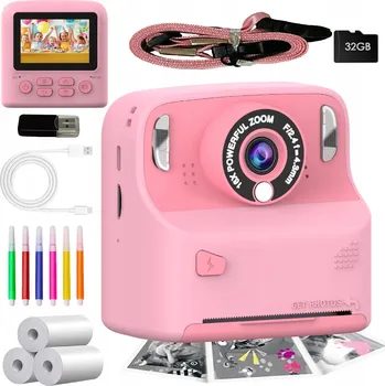 Digitální fotoaparát Dětský digitální fotoaparát NATYCHMIASTÝ s tiskárnou a 32GB kartou
