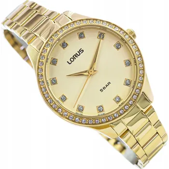 Hodinky DÁMSKÉ ZLATÉ HODINKY LORUS RG284RX9 ZIRKONY 50M
