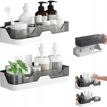 Drátěná police 2x ZÁVĚSNÁ POLIČKA DO SPRCHY samolepicí nástěnná police do koupelny, sprchy