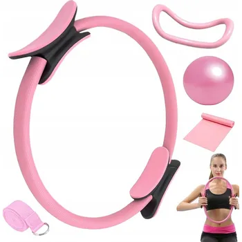 PILATES KRUH ODPOROVÝ PÁS NA CVIČENÍ BŘIŠNÍCH SVALŮ NOHOU RŮŽOVÝ