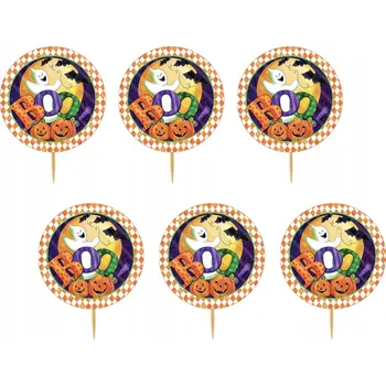 Obraz TOPPER NA DORT A MUFFINY HALLOWEEN DUCHOVÉ DÝNĚ KOČKA SADA TOPPERŮ 6ks #50