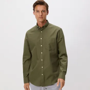 Pánská košile Reserved - Košile regular fit s&nbsp;vysokým podílem bavlny - tmavě zelená - RJ177-79X - RJ177-79X-L