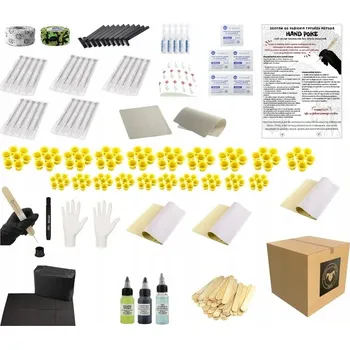 Tetování HAND POKE kompletní sada na tetování inkoust jehly XXL