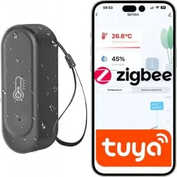 Bezpečnostní kamera Senzor teploty a vlhkosti IP65 ZigBee Tuya Černý, voděodolný