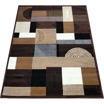 Koberec Krásný koberec Alfa se čtverci - hnědý/béžový Rozměr koberce: 80x150 cm