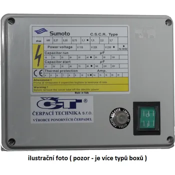 Příslušenství k čerpadlu Rozběhová skříňka Sumoto BOX (1,1kW, 12A, 40 µF, 100 µF)=J60-56 +J95-36 M2007 4“