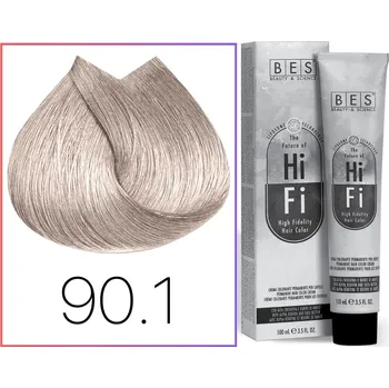 Barva na vlasy BES Hi-Fi krém na vlasy 90.1 Super zesvětlující popelavá blond 100 ml