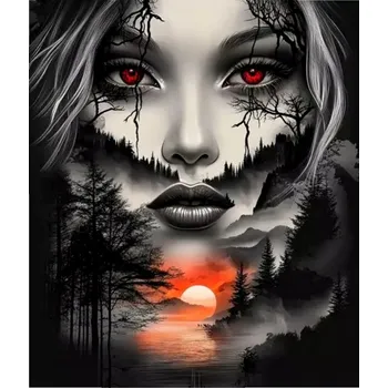 Obraz MALOVÁNÍ PODLE ČÍSEL S RÁMEM Obraz k vymalování 50x40 Ženská tvář