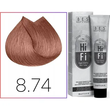 Barva na vlasy BES Hi-Fi Color krém na vlasy 8.74 Tabákově Měděná Světlá Blond