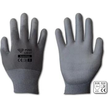 Pracovní rukavice Ochranné rukavice PURE GRAY velikost 9 polyuretanové PRACOVNÍ BRADAS