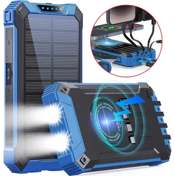 Powerbanka POWERBANK SOLARNY KOMPAKTOWY AKUMULATOR 10000 MAH USB 4 KABELY SVÍTILNA LED