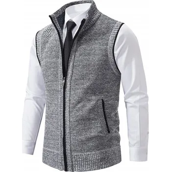 Dámský svetr Pánská pletená vesta šedá L