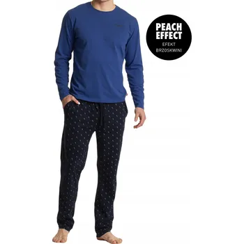 Pánské pyžamo ATLANTIC PÁNSKÉ PYŽAMO DLOUHÝ RUKÁV DLOUHÉ KALHOTY NMP360 BAVLNA MODRÁ XXL