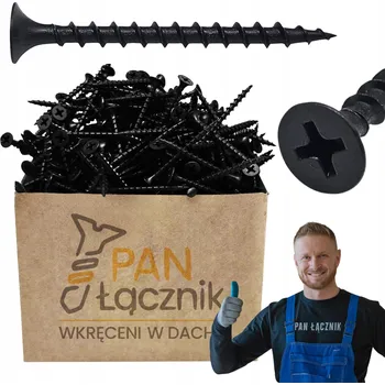 Vrták Šrouby do dřeva a sádrokartonu 3,5x45mm Černé Ph2 Fosfátované 1kg Pan Łącznik