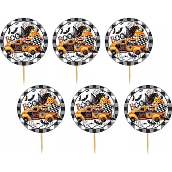 Obraz TOPPER NA DORT A MUFFINY HALLOWEEN DUCHOVÉ DÝNĚ KOČKA SET TOPPERY 6 ks #53