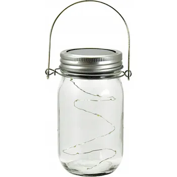 Venkovní osvětlení SOLÁRNÍ ZAHRADNÍ LED LAMPA SKLENĚNÁ ZAVAŘOVACÍ SKLENICE ZÁVĚSNÁ DEKORATIVNÍ LUCERNA