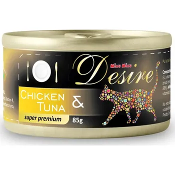 Krmivo pro kočku MIAU MIAU DESIRE Vlhké krmivo pro kočky kuře a tuňák konzerva 85 g