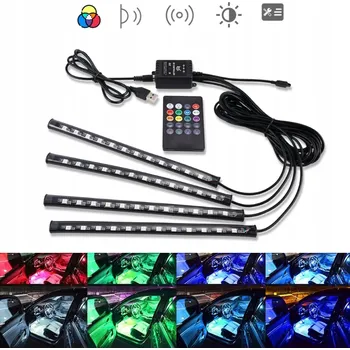 Osvětlení interiéru vozidel LED pásky USB LED OSVĚTLENÍ LED diody do interiéru auta Páska do kabiny automobilu