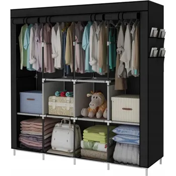 Šatní skříň SKLÁDACÍ SKŘÍŇ ŠATNÍ VĚŠÁK S POLICI + 14 POLIC