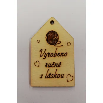 Vánoční dekorace Dřevěný výřez domeček "Vyrobeno ručně s láskou"