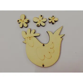Dřevěná hračka Dřevěný výřez skládačka - slepička s květinami