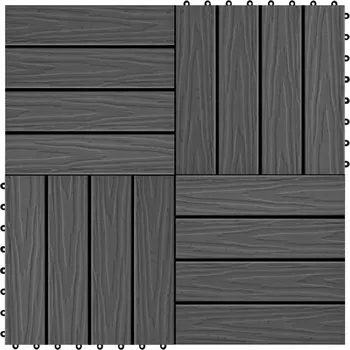 Terasové prkno TERASOVÉ DLAŽDICE WPC LISOVANÉ 11 KS 30X30CM 1M2 ČERNÉ