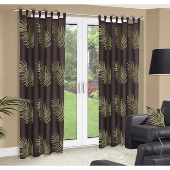 Obraz Závěs 140x250 EuroFirany Pola hnědá + zelené listy