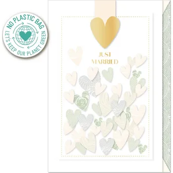 Svatební přání Artebene Transparent Heart Confetti Just Married