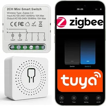 IP kamera ZIGBEE Řídicí jednotka Tuya Smart Life – 2 kanály | 230V 16A | Modul do instalační krabice